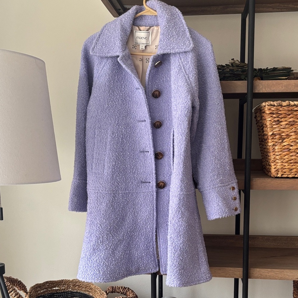 Anthropologie Lavender Bouclé Trench Coat - Picture 2 of 4